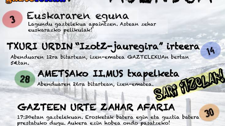 Abenduan, gaztelekuan ez da aspertzeko denborarik 