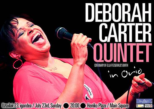 Deborah Carter Quintet taldeak kontzertua emango du igandean Herriko Plaza