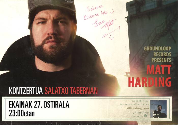Kartelak: Matt Harding-en kontzertua Salatxo taber