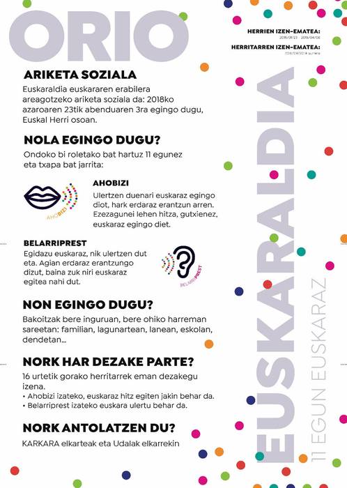 Oriok EUSKARALDIAn parte hartuko du
