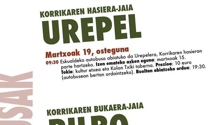 Kartelak: KORRIKA: Urepelera joateko autobusa