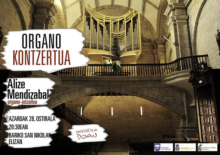 Kartelak: Alize Mendizabal organo-jotzailearen kon
